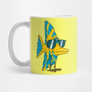 chicken fish friend. a fish with sunglasses. confused evolution. Mug